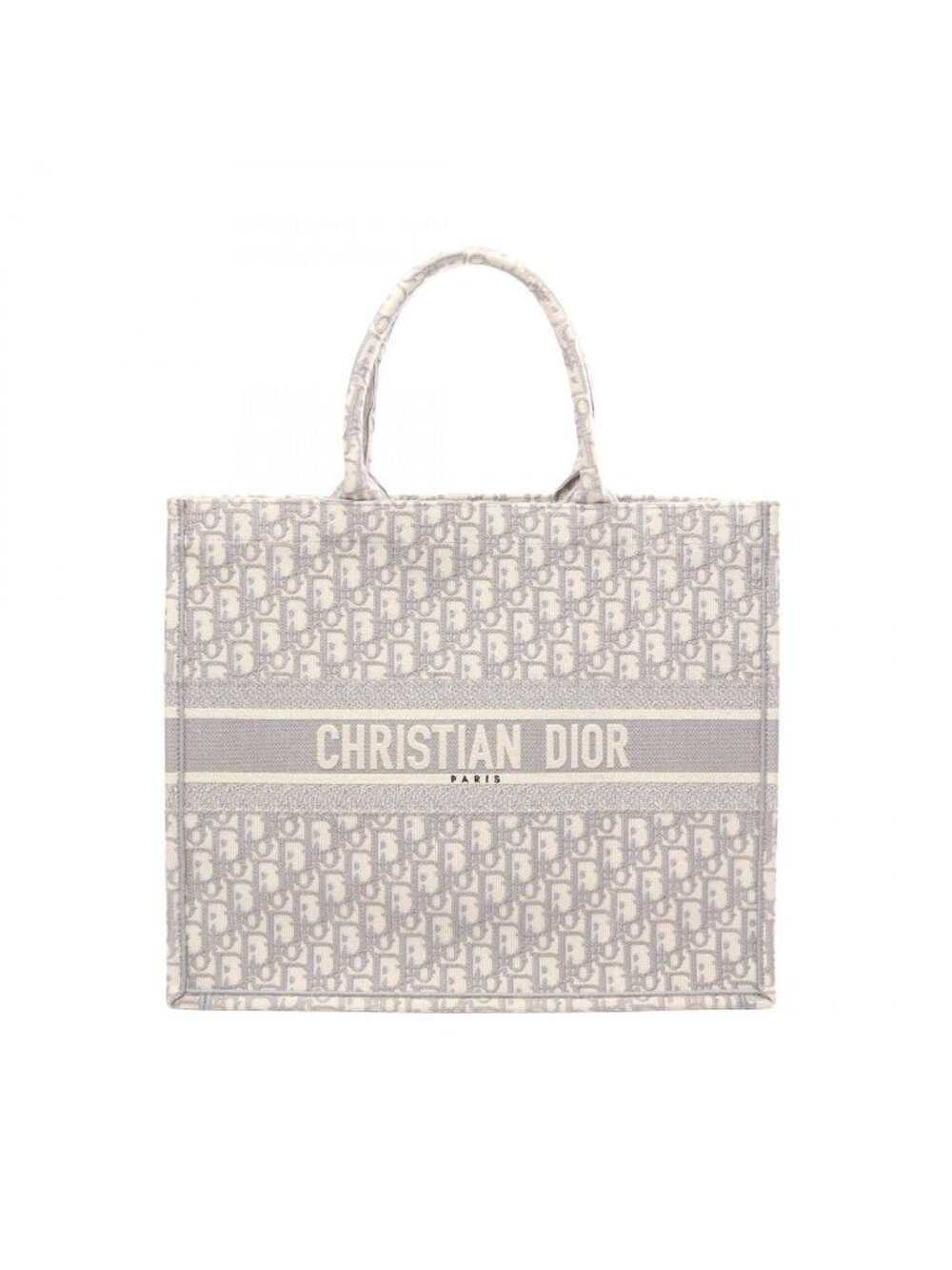 Dior Tote Bag Book Large Oblique Gray White